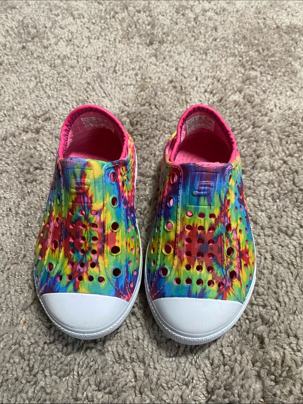 Skechers Kids Rainbow Tie-Dye Slip-On Sandals  - Pink Interior size 7C